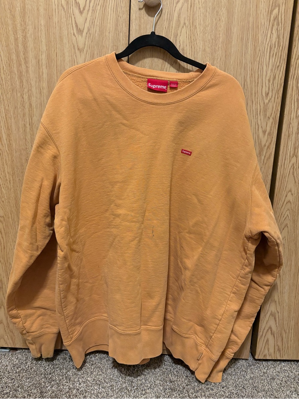 Supreme Ochre Crewneck with Small Red Box Logo